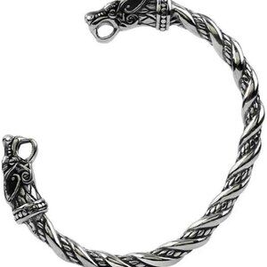Norse Wolf Bangle Stainless Steel Adjustable Men Women Viking Gift Accessory